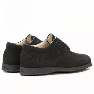 Hogan Traditional Suede Logo Lace Up Sneakers Bran